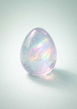Iridescent Egg with Rainbow Light Refractions