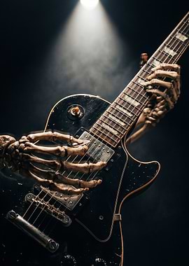 Skeleton Playing Electric Guitar