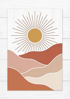 Boho Sun and Desert Landscape