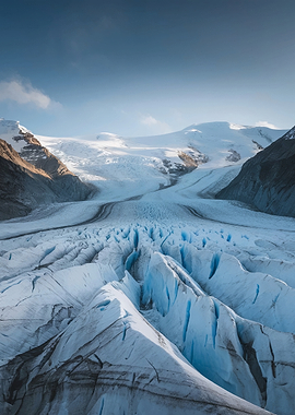 Glacier with Blue Crevasses