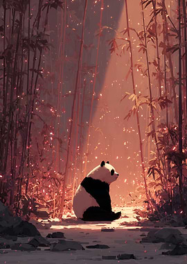 Panda in a Bamboo Forest