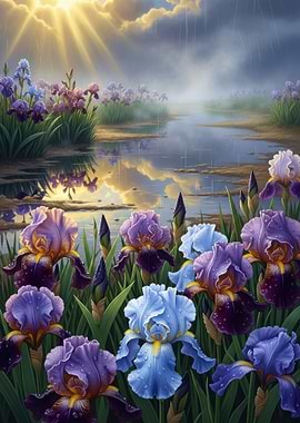 Rainy Day Iris Field