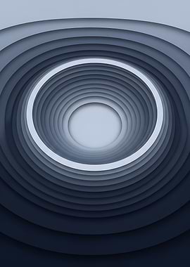 Concentric Blue Tunnel Illusion – Minimal Abstract Depth Wall Art | Modern Optical Portal Design