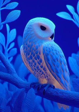 Glowing Owl on a Branch