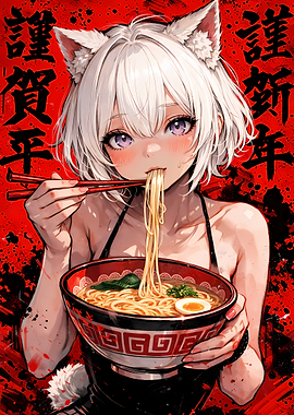 Anime Girl Eating Ramen