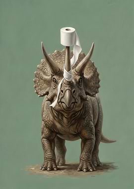Triceratops with Toilet Paper Horn