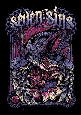 Dark Crow with Guts and Ornate Border