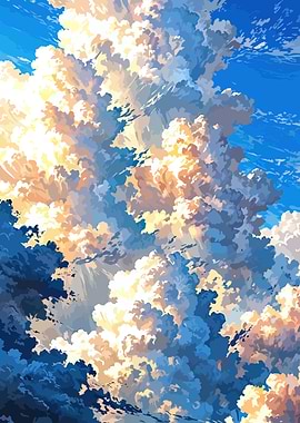 Dramatic Sky with Sunlit Clouds