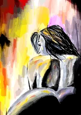 Woman's Back with Colorful Background