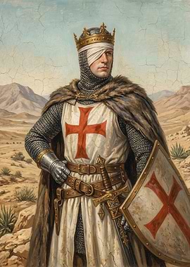 Templar Knight in Desert Landscape