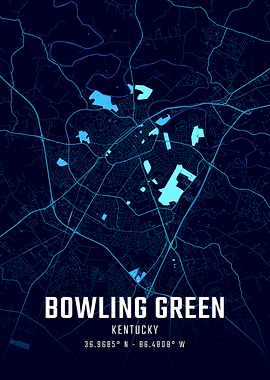 Bowling Green Kentucky Midnight City Map