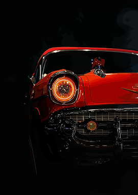 Vintage Red Car Headlight