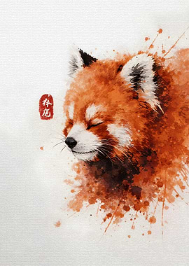 Red Panda Watercolor Painting