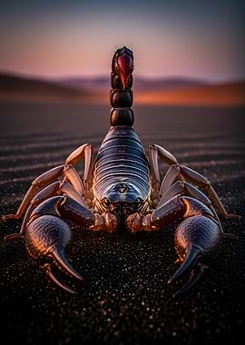 Scorpion in the Desert Sunset