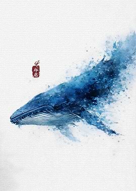 Watercolor Whale Art