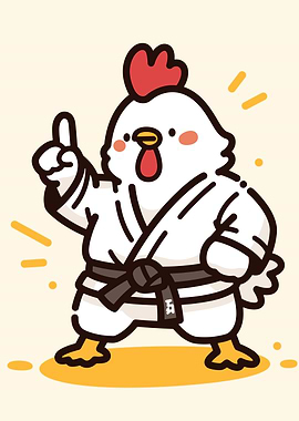 Karate Chicken with Black Belt