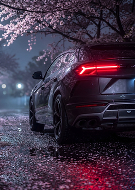 Lamborghini Urus Car Cherry Blossoms