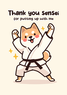 Cute Shiba Inu Karateka Thank You Card