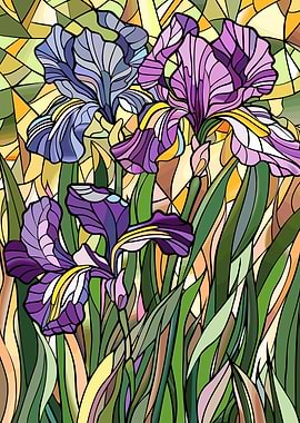Stained Glass Irises