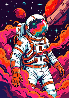 Astronaut in Colorful Nebula