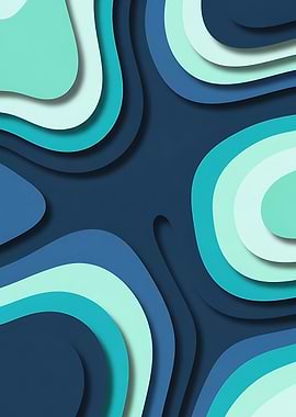 Blue Abstract Wave Layers – Minimalist Gradient Ocean Wall Art | Modern Calm Aesthetic Poster