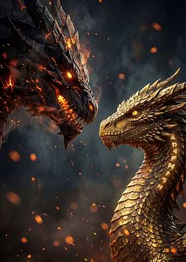 Two Dragons Facing Off