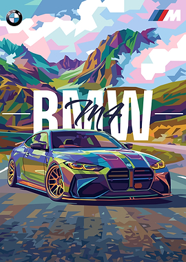 BMW M4 Pop Art Car Poster