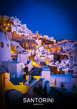 Santorini Greece at Dusk
