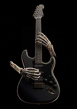 Skeleton Hands Playing Electric Guitar