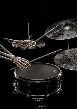 Skeleton Hands Playing Drums