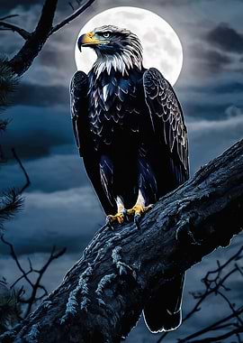 Majestic Eagle on a Moonlit Night