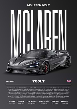 McLaren 765LT Car Poster