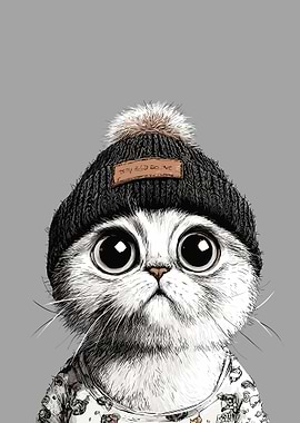 Cute Cat Wearing a Beanie