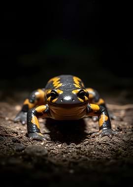 Fire Salamander on Forest Floor