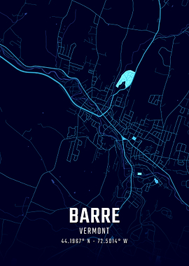 Barre Vermont Midnight City Map