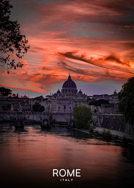Rome cityscape at sunset