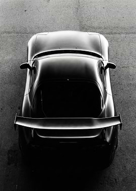 Top-down view of a black sports car