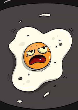 Scared Fried Egg in a Pan