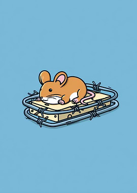 Mouse on a Barbed Wire Cheese Trap
