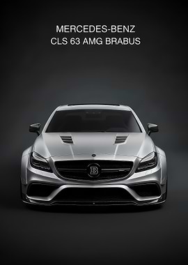silver Mercedes CLS 63 AMG Brabus car poster