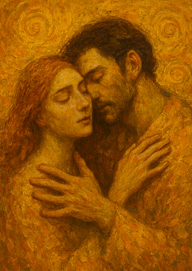 Couple Embracing in Golden Hues