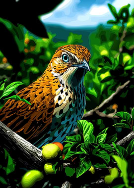 Bird on a Branch with Fruit