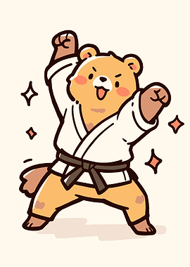 Cute Bear Doing Karate