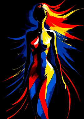 Abstract Woman with Colorful Hair