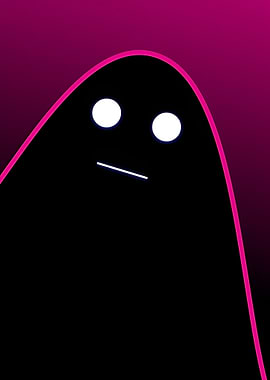 Minimalist Ghost Character with Pink Outline