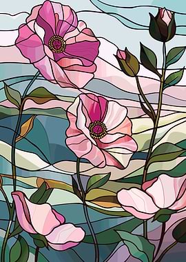 Stained Glass Floral Art
