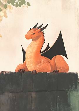 Orange Dragon on a Wall