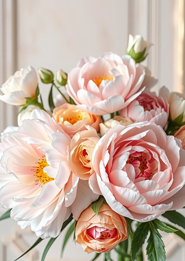 Soft Pink and Peach Peony Bouquet