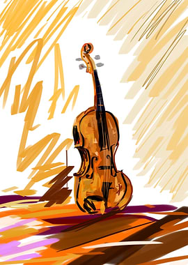 Violin with Abstract