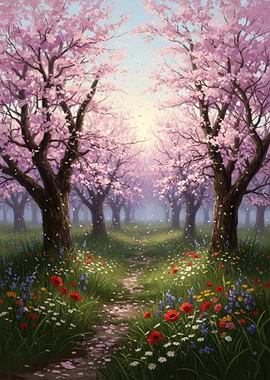 Enchanting Cherry Blossom Path